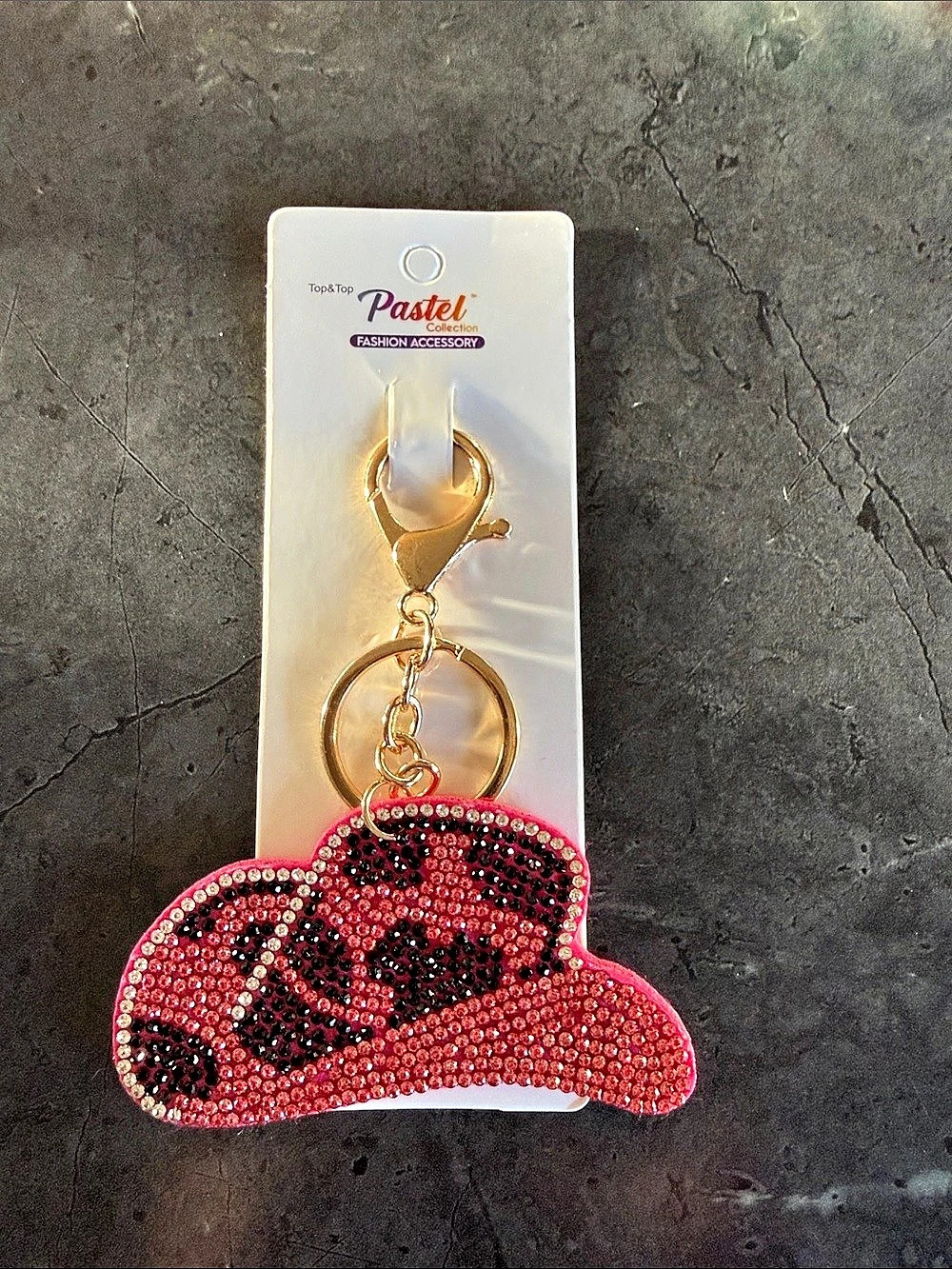 Pasta! Pink & Black Beaded Animal Keychain NWT